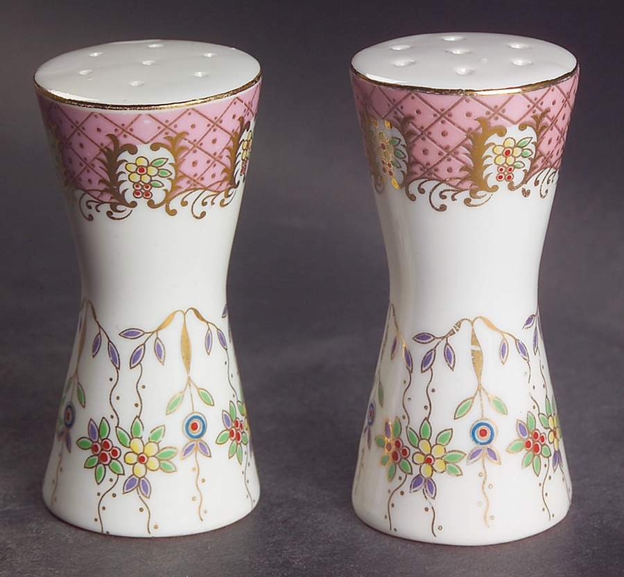 Floraine (Pink) Salt & Pepper Set by A & E Lewis (Germany)-1
