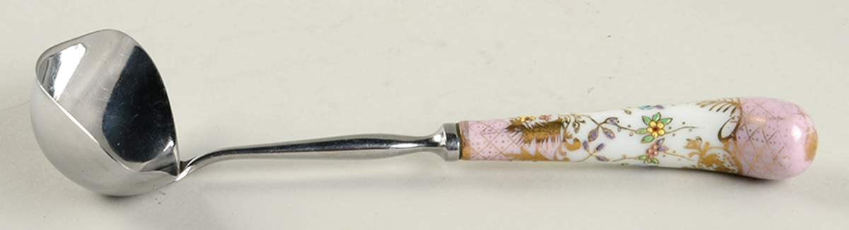 Floraine (Pink) Gravy Ladle Solid Piece by A & E Lewis (Germany)-1