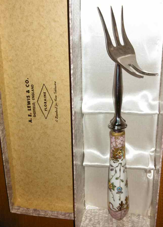Floraine (Pink) Cold Cut Serving Fork by A & E Lewis (Germany)-1