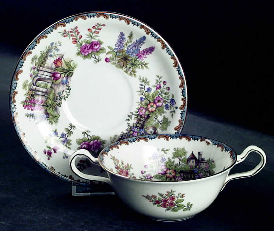 Wilton (Smooth) Flat Cream Soup Bowl & Saucer Set by John  Aynsley & Sons-1