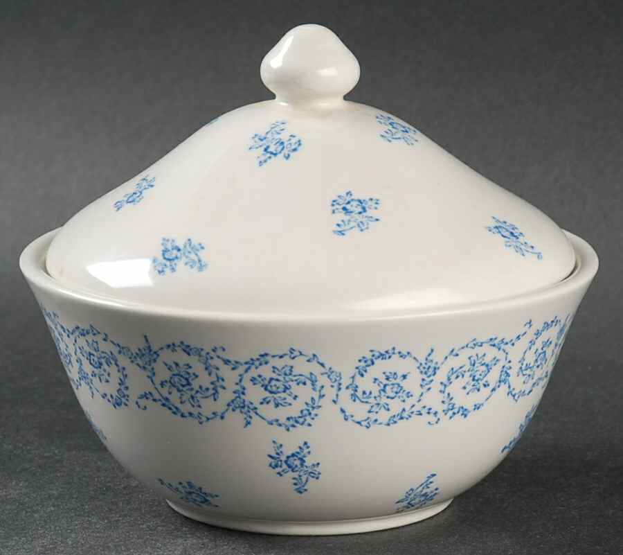 Normandy Rose (Pink Blue) Powder Box with Lid by Laura Ashley-1