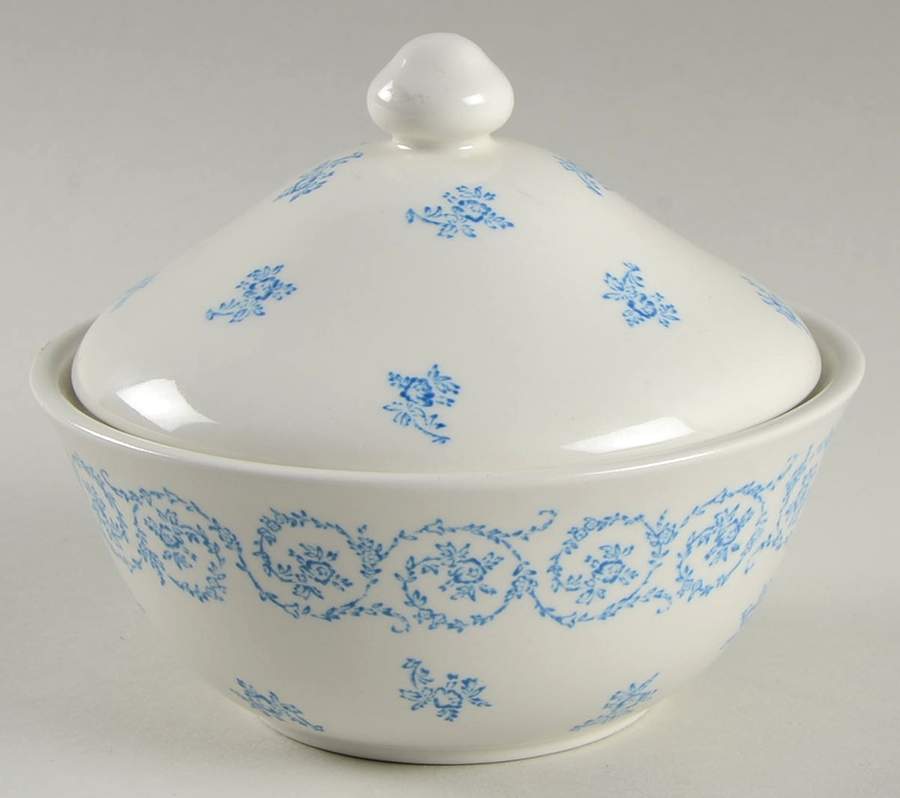 Normandy Rose (Pink Blue) Powder Box with Lid by Laura Ashley-1