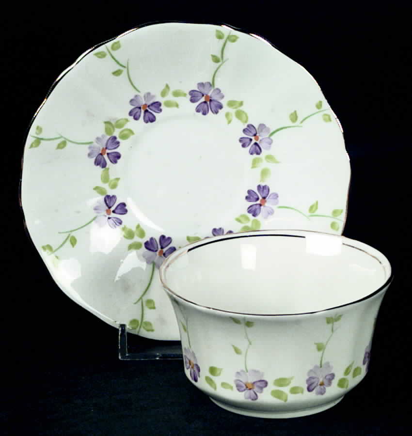 ADD24 (Purple Flowers) Ramekin & Saucer Set by Adderley-1