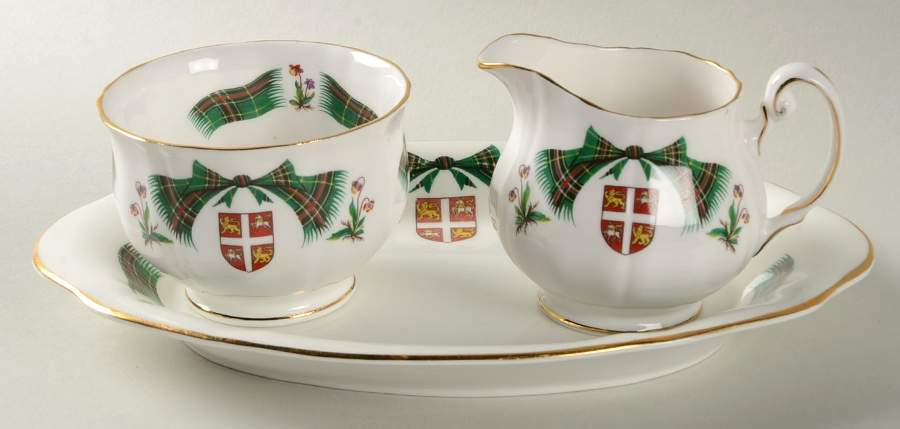 Newfoundland Tartan Mini Creamer & Open Sugar with Tray by Adderley-1