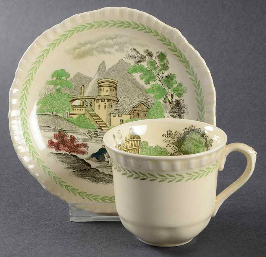 Italian Scenery Multicolor (No Trim) Flat Demitasse Cup & Saucer Set by Adams China-1