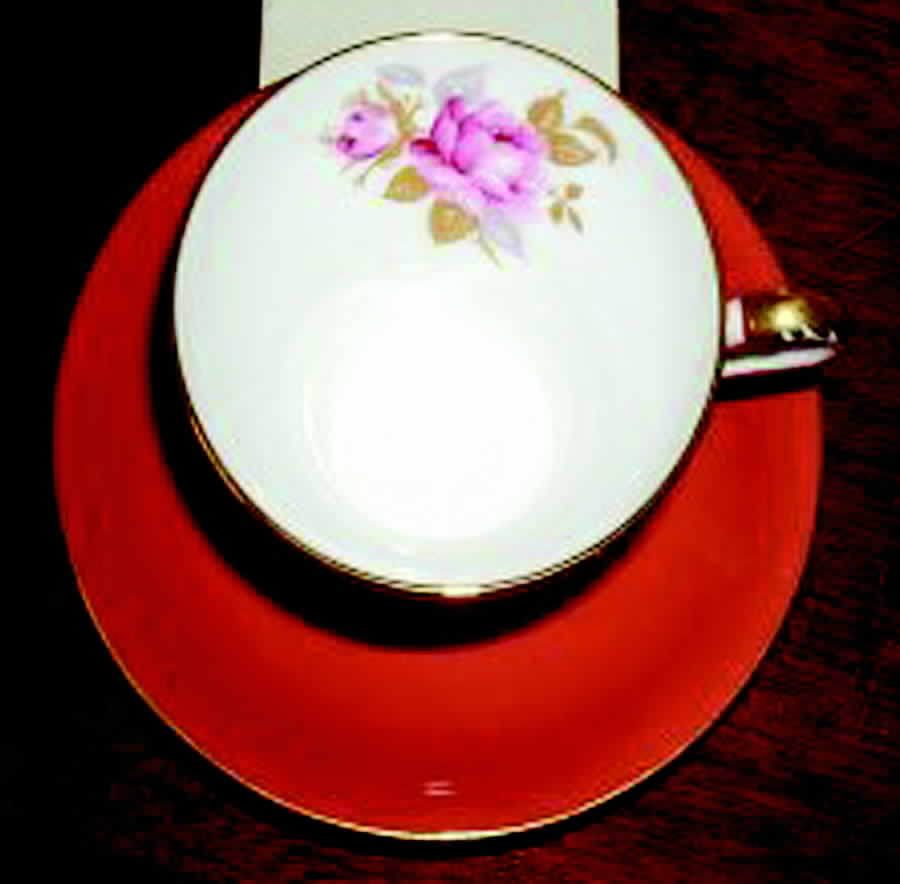 2225 Red Footed Cup & Saucer Set by John  Aynsley & Sons-1