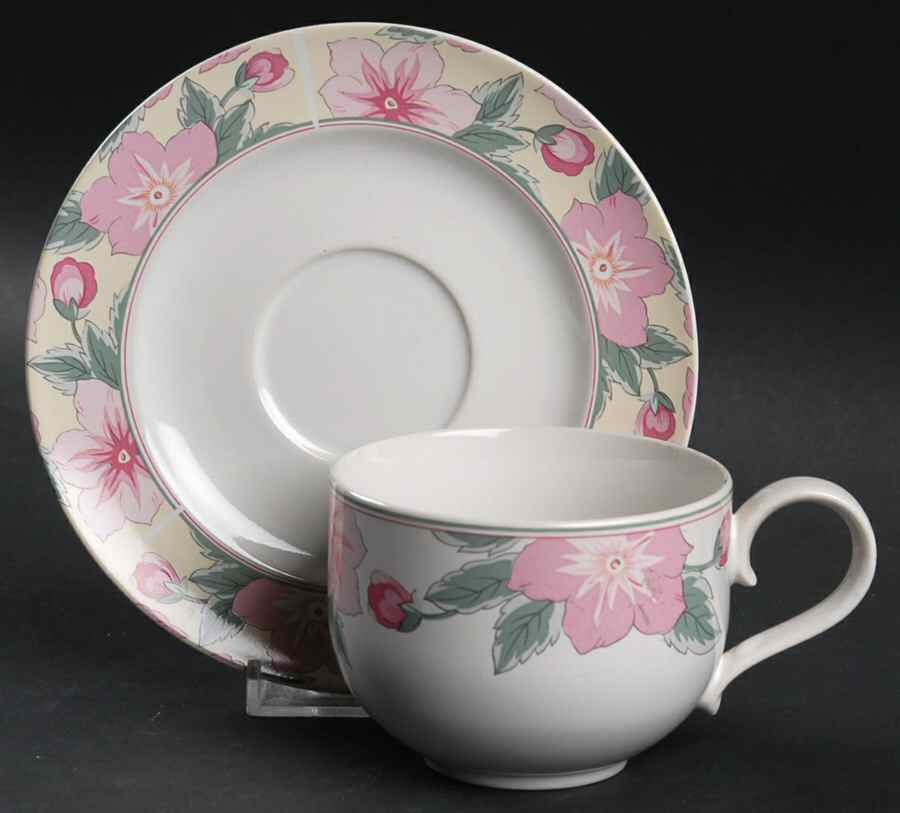 Chintz Flat Cup & Saucer Set by Arita-1