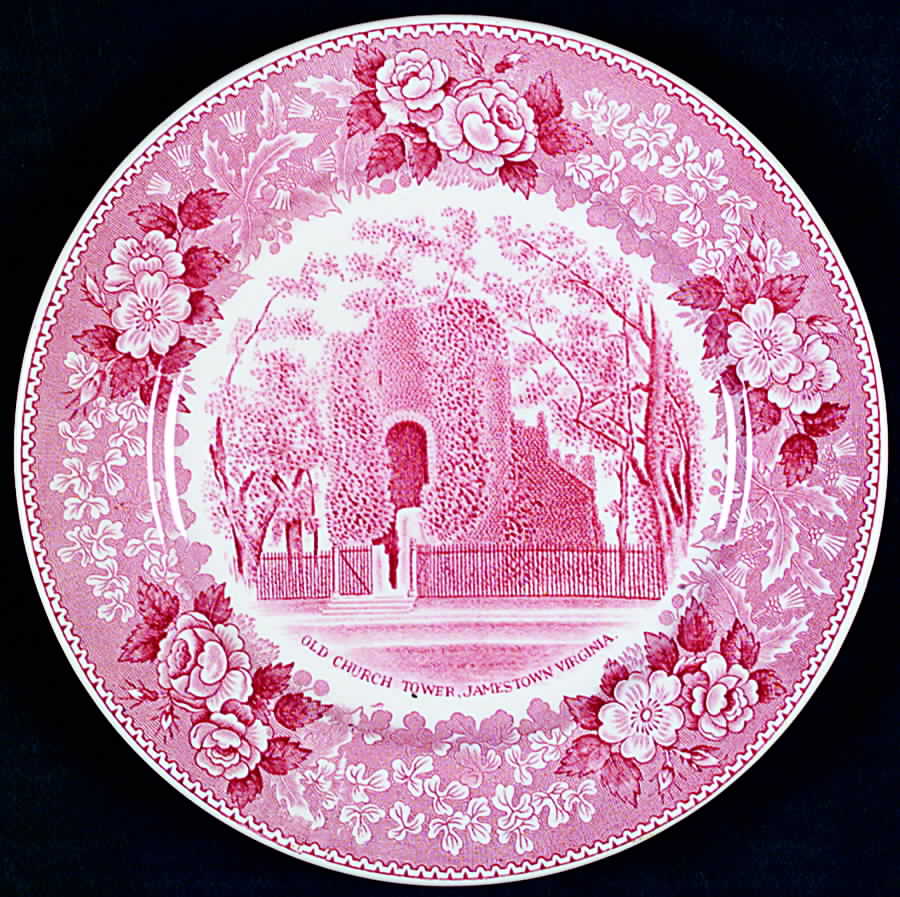 Jamestown, Virginia (Pink) Dessert/Pie Plate by Adams China-1