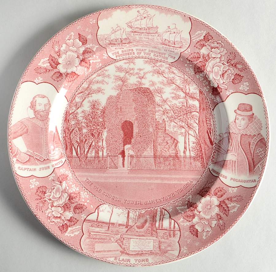 Jamestown, Virginia (Pink) Dinner Plate by Adams China-1