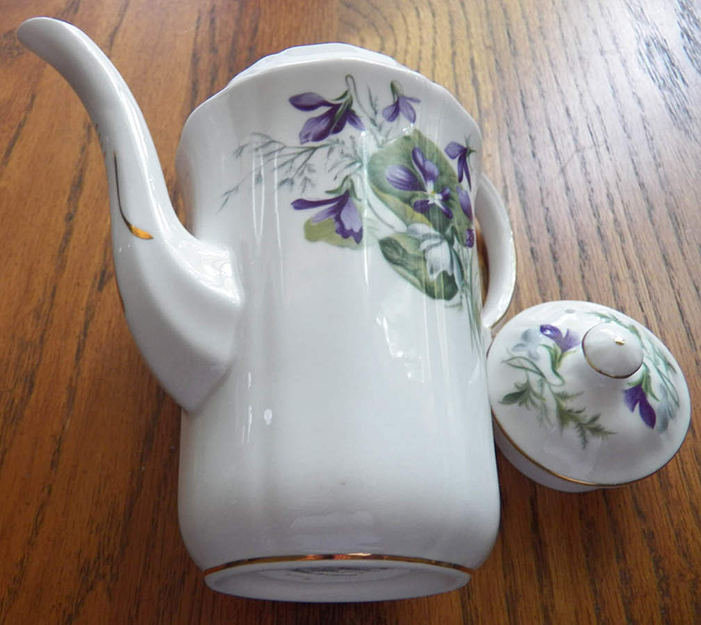 Violets Bouquet Small Coffee Pot & Lid by Adderley-1
