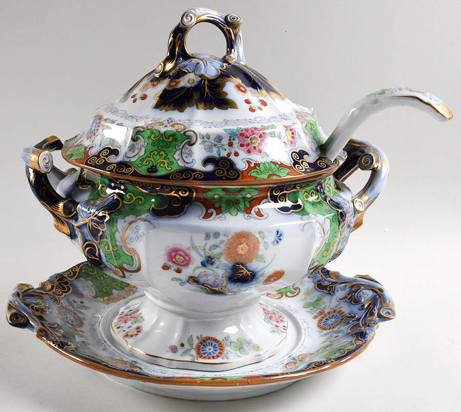 1255 Tureen & Lid w/Ladle & Underplate by Ashworth Bros-1