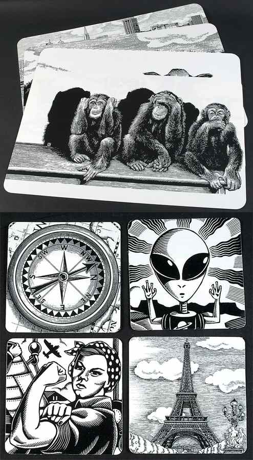 Slice of Life (8 Pc) Plastic Placemat & Coaster Set by 222 Fifth (PTS)-1