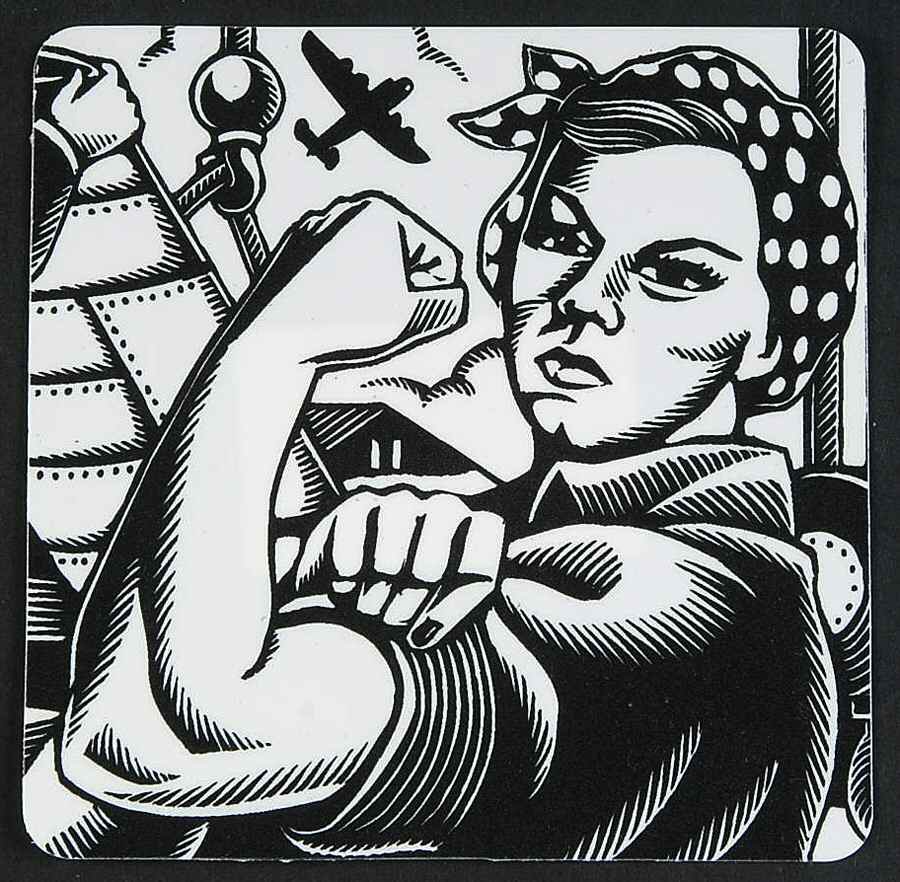 Slice of Life Rosie the Riveter Square Plastic Coaster by 222 Fifth (PTS)-1