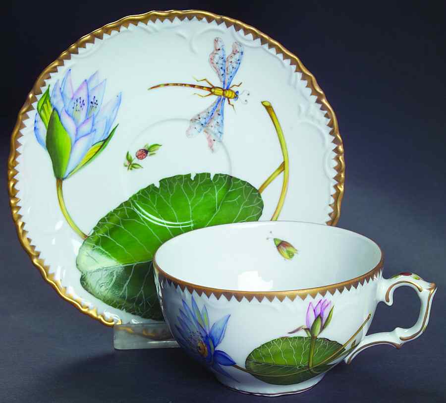 Waterlily Seascape Flat Cup & Saucer Set by Anna Weatherley-1