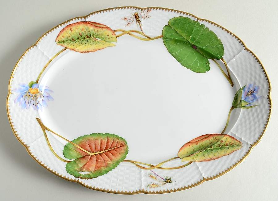 Waterlily Seascape 13" Oval Serving Platter by Anna Weatherley-1