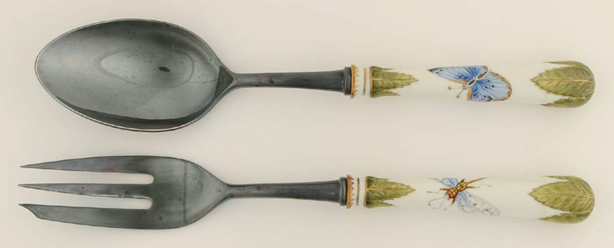 Green Leaf 2-Piece Salad Set with Silverplate Bowl by Anna Weatherley-1