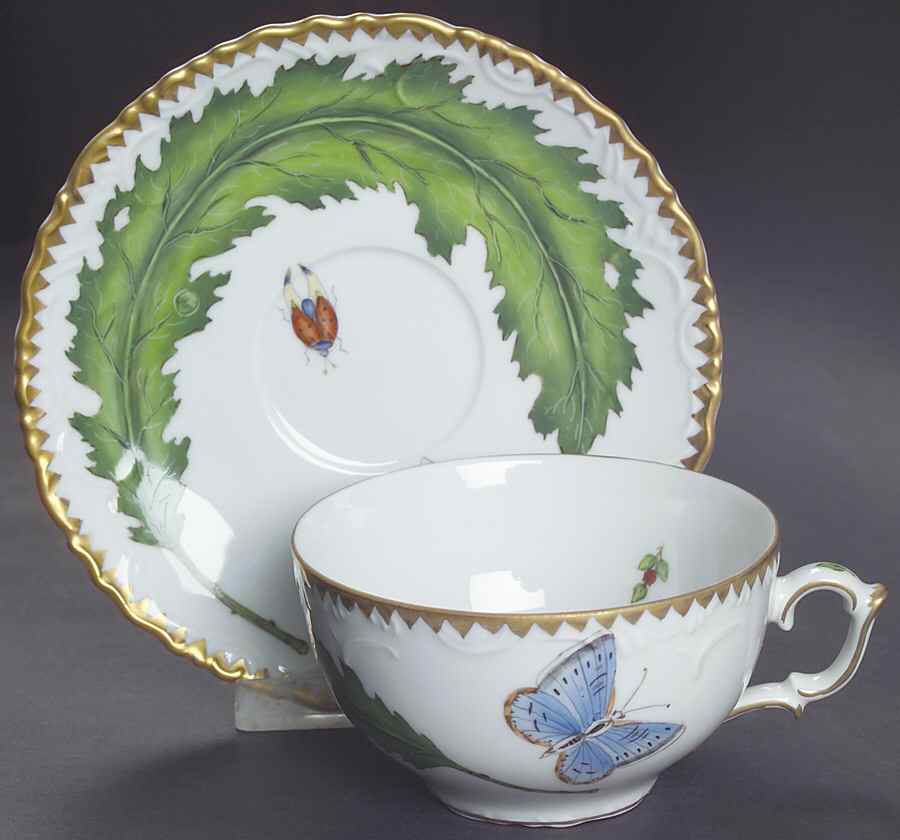 Green Leaf Flat Cup & Saucer Set by Anna Weatherley-1