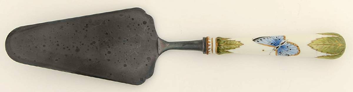 Green Leaf Cake Server-Silverplate Blade by Anna Weatherley-1