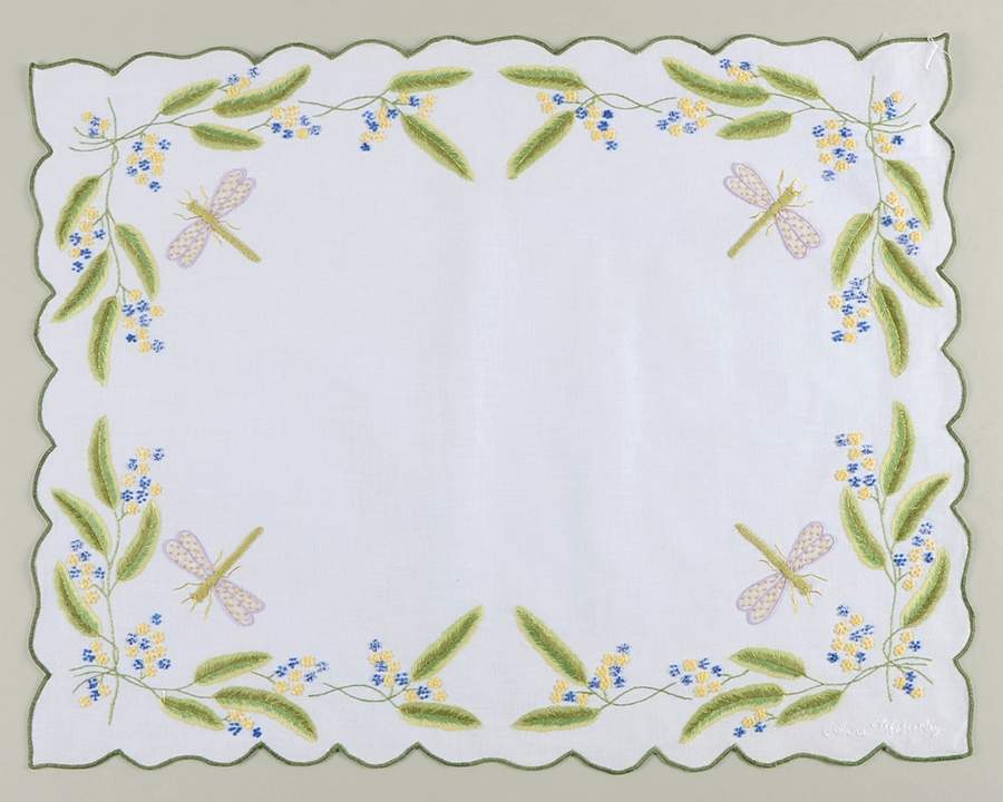 Budapest Spring 18" Embroidered Linen Placemat by Anna Weatherley-1