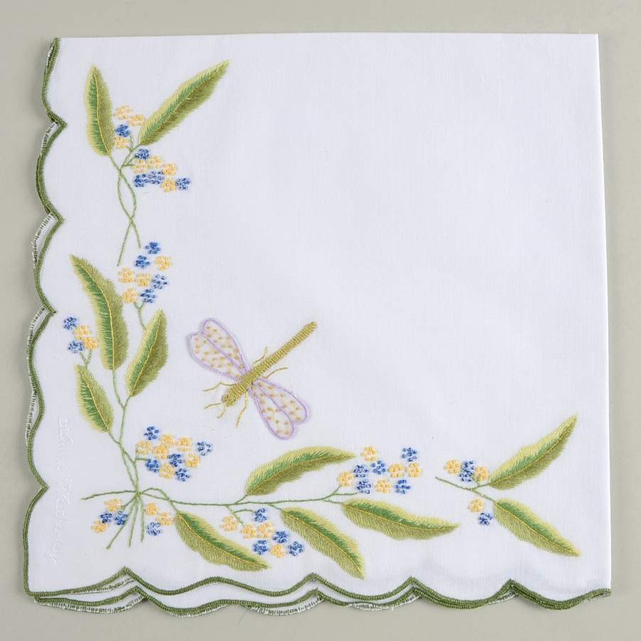 Budapest Spring 19" Embroidered Linen Napkin by Anna Weatherley-1