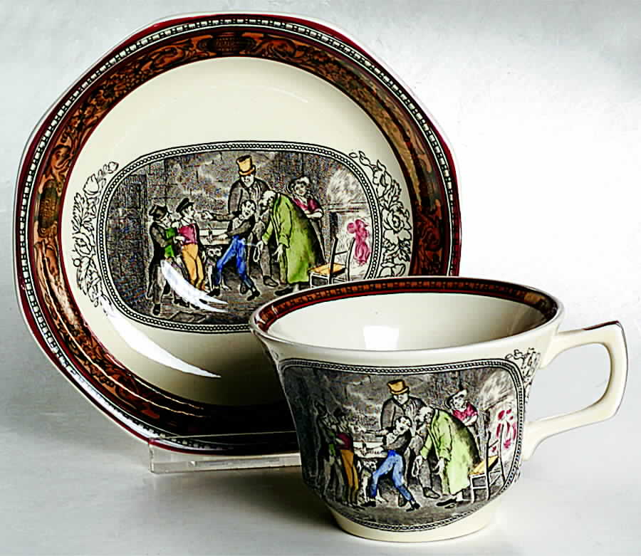 Dickens Rust (Multisided) Flat Cup & Saucer Set by Adams China-1