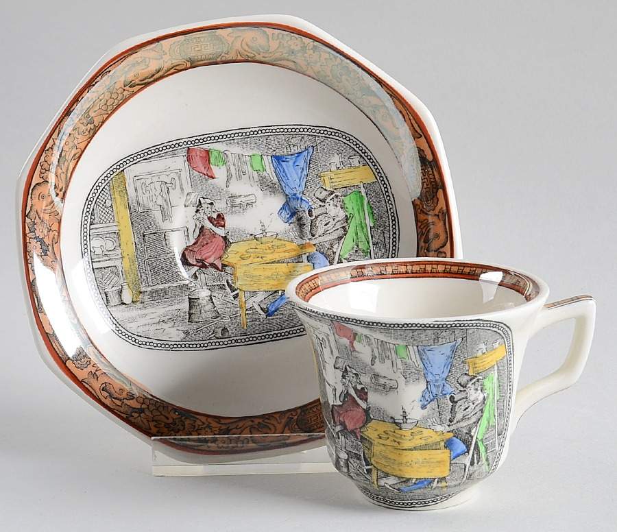 Dickens Rust (Multisided) Flat Demitasse Cup & Saucer Set by Adams China-1