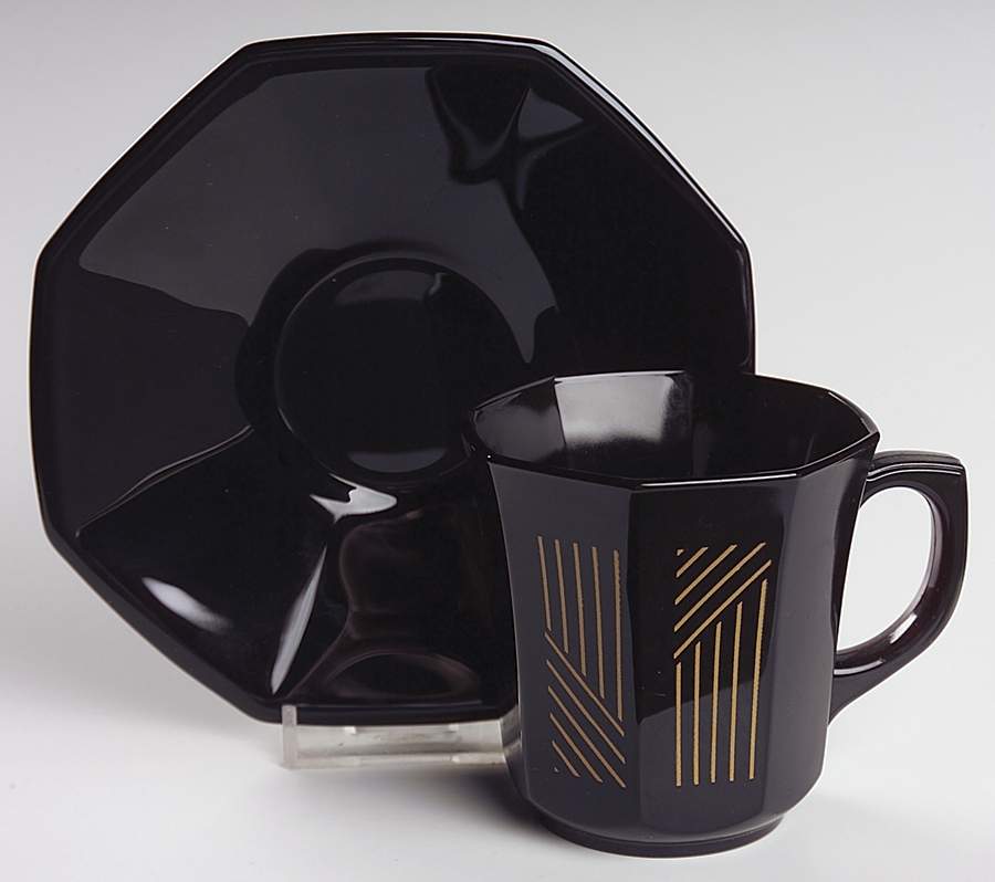 Marine Gold Flat Cup & Saucer Set by Arcoroc-1