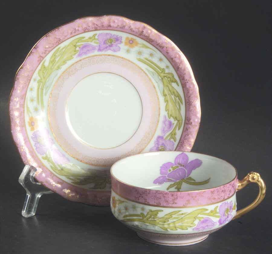 2874 Flat Cup & Saucer Set by A & D Limoges-1