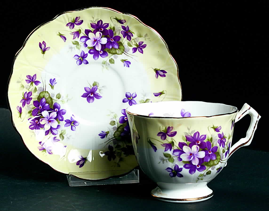 Violette Yellow Footed Cup & Saucer Set by John  Aynsley & Sons-1