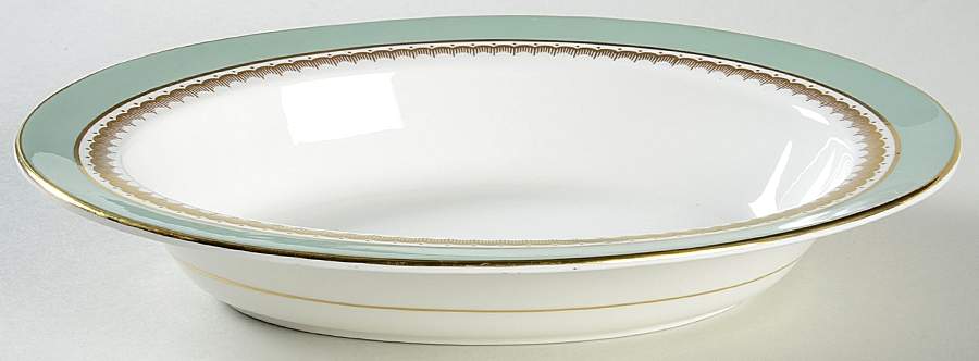 Embassy Green (Scalloped) 10" Oval Vegetable Bowl by John  Aynsley & Sons-1