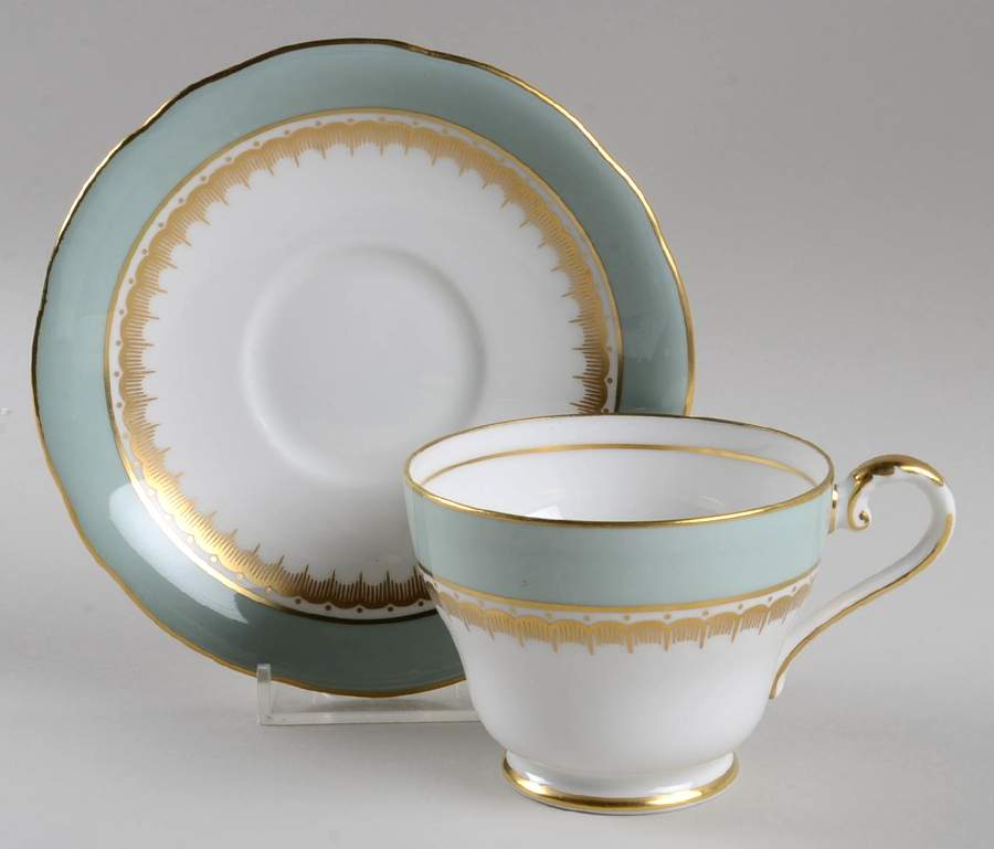 Embassy Green (Scalloped) Footed Cup & Saucer Set by John  Aynsley & Sons-1