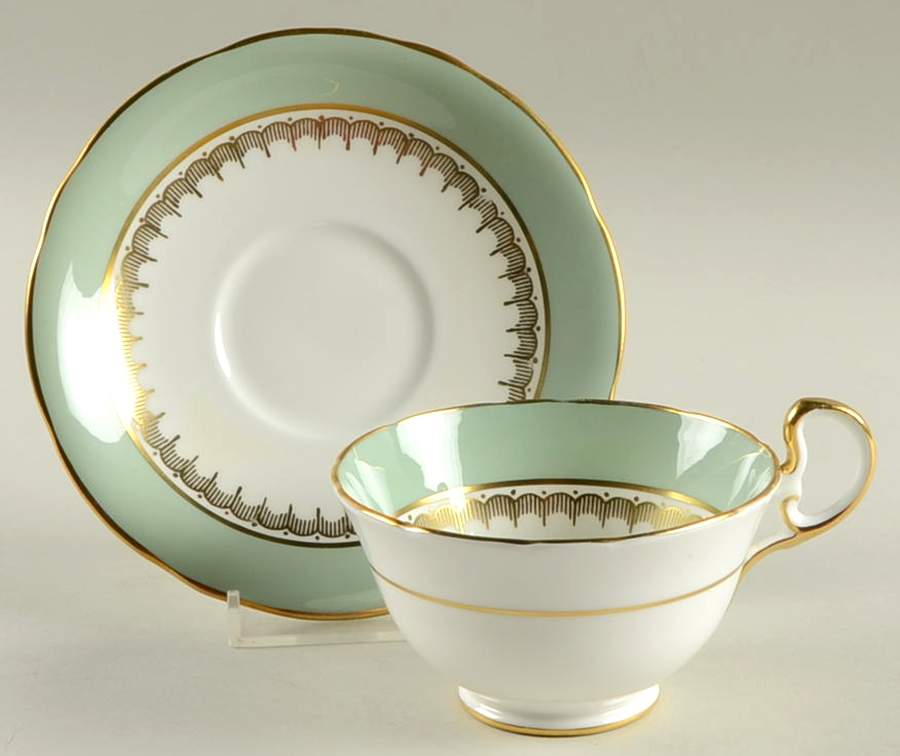 Embassy Green (Scalloped) Footed Cup & Saucer Set by John  Aynsley & Sons-1