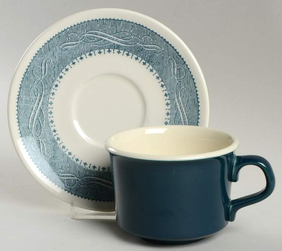 Currier & Ives Flat Cup & Saucer Set by Anchor Hocking-1