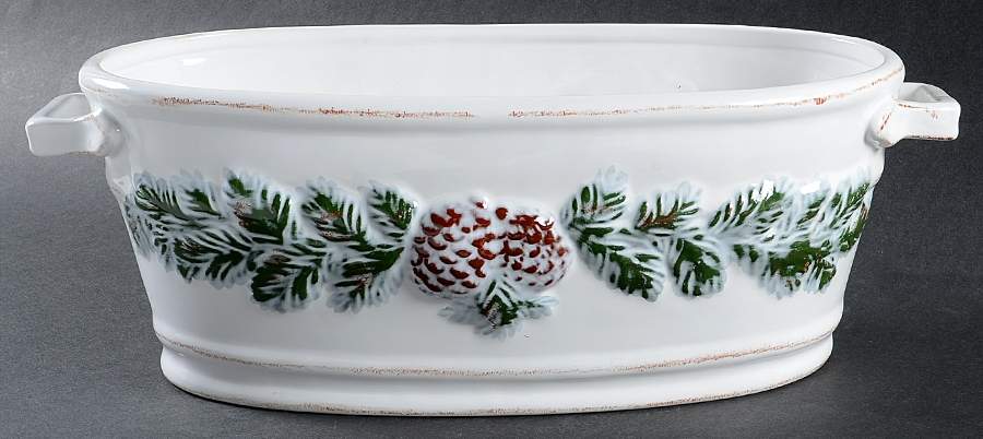 Vintage Pine 12" Oval Handled Bowl by Ambiance-1