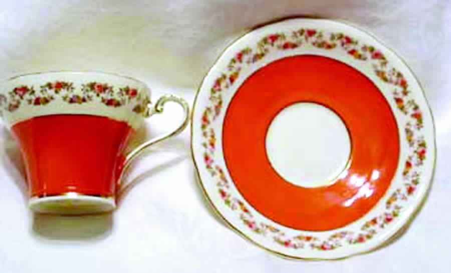 B5013 Orange Flat Cup & Saucer Set by John  Aynsley & Sons-1