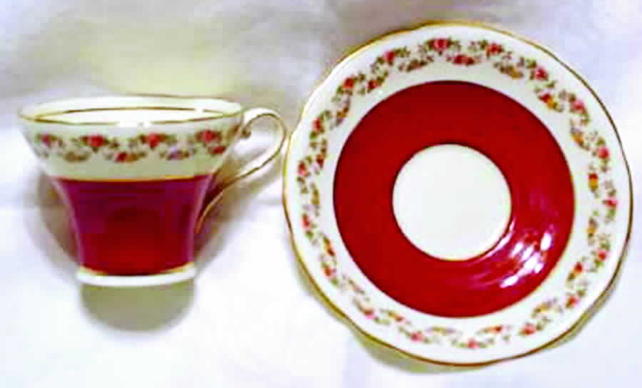 B5013 Burgundy Flat Cup & Saucer Set by John  Aynsley & Sons-1