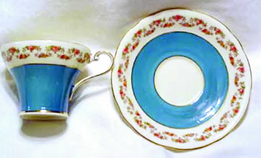 B5013 Turquoise Flat Cup & Saucer Set by John  Aynsley & Sons-1
