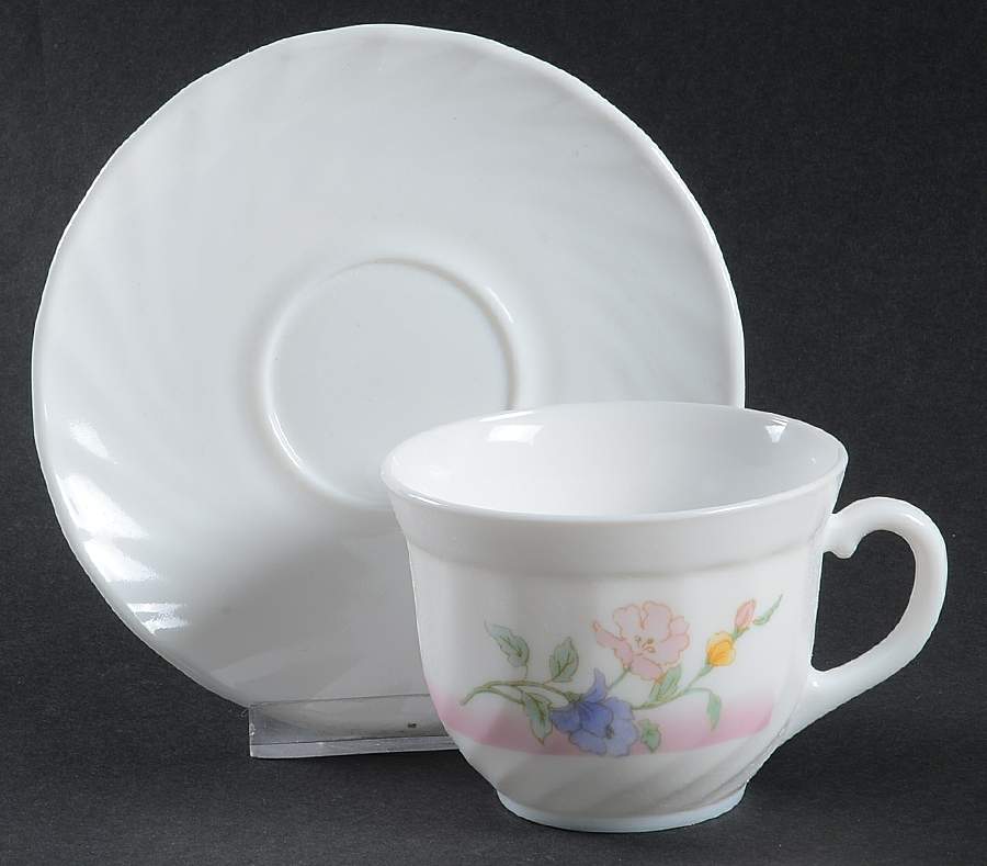 Elise Flat Cup & Saucer Set by Arcopal-1