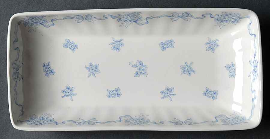 Ribbons Blue 8" Rectangular Tray by Laura Ashley-1
