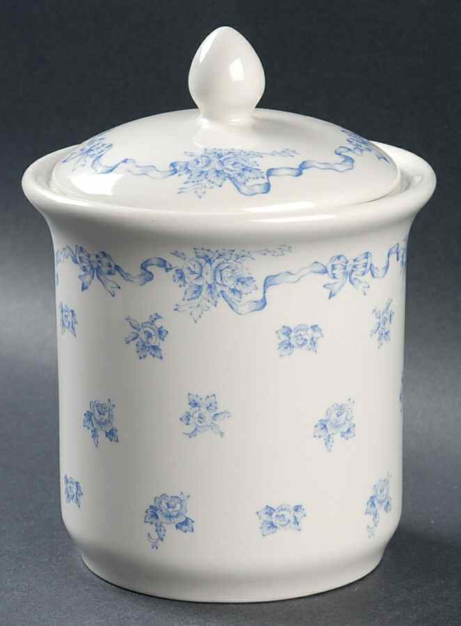 Ribbons Blue Cotton Ball Jar and Lid by Laura Ashley-1