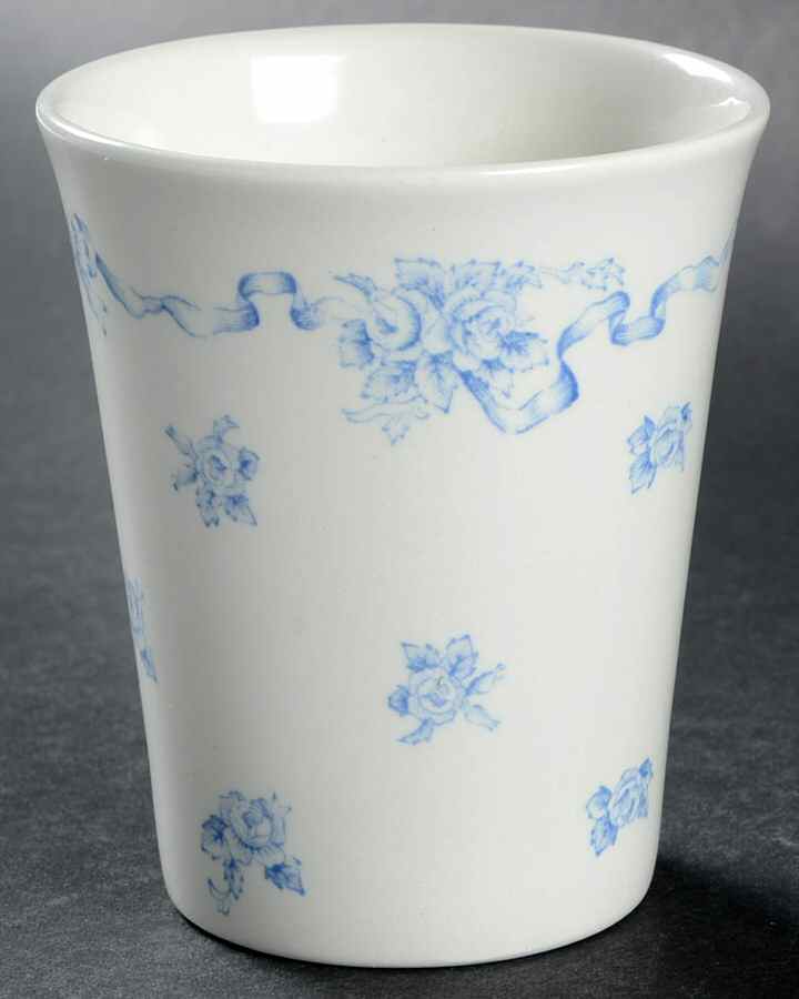 Ribbons Blue China Bathroom Tumbler by Laura Ashley-1