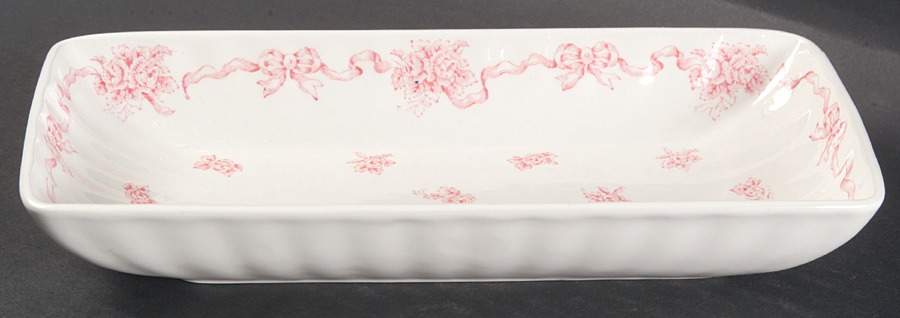 Ribbons Pink 8" Rectangular Tray by Laura Ashley-1