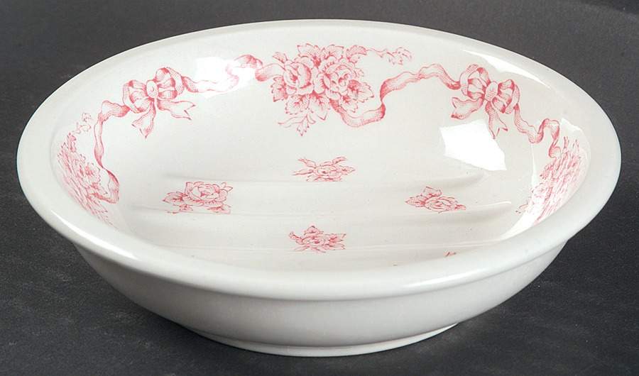 Ribbons Pink Soap Dish by Laura Ashley-1