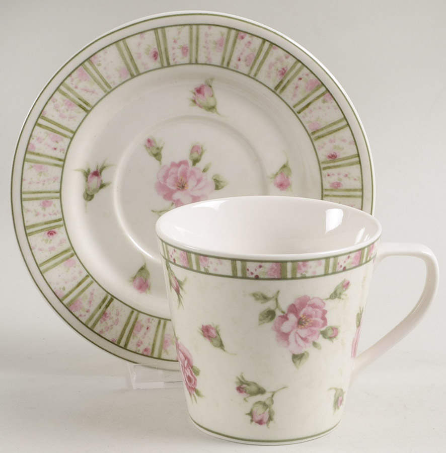 Penny's Roses Flat Cup & Saucer Set by 222 Fifth (PTS)-1