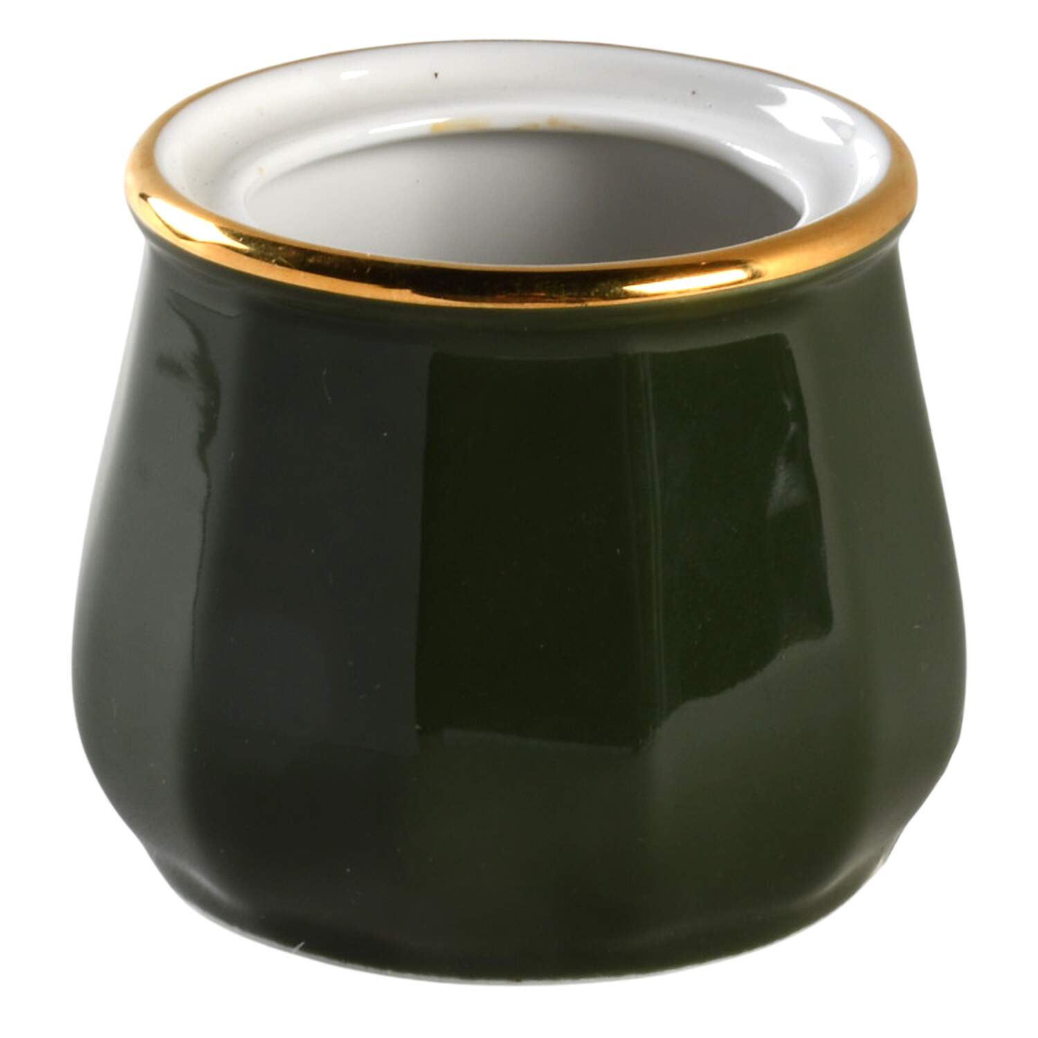 Green and Gold Bistroware Mustard Jar No Lid by Apilco-1