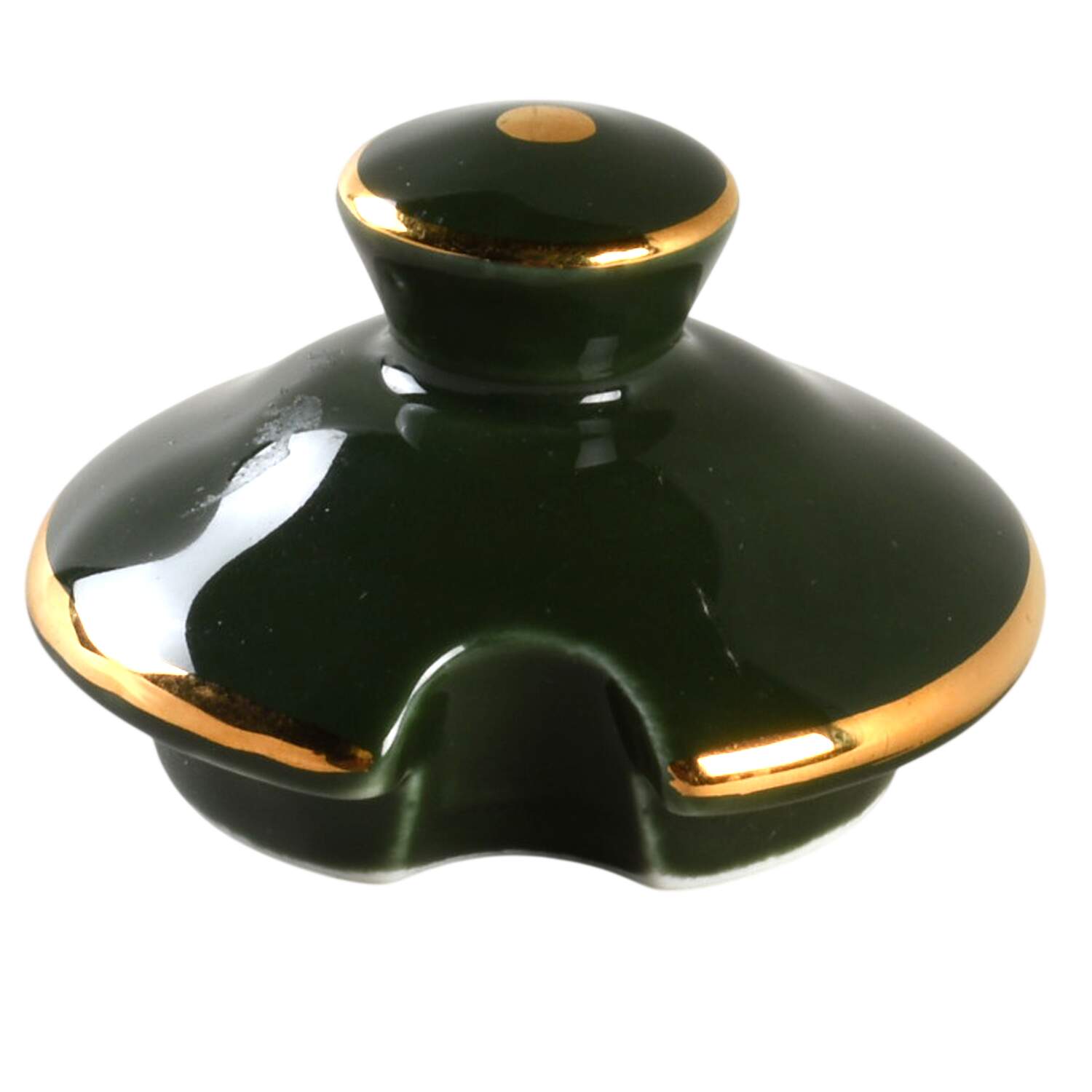 Green and Gold Bistroware Lid for Mustard Jar by Apilco-1