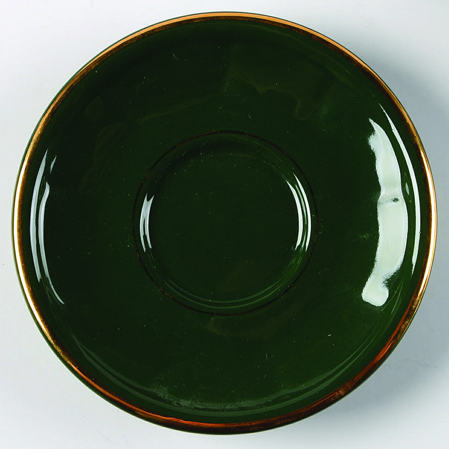 Green and Gold Bistroware Saucer for Flat Demitasse Cup by Apilco-1