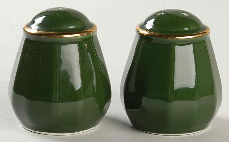 Green and Gold Bistroware Salt & Pepper Set by Apilco-1