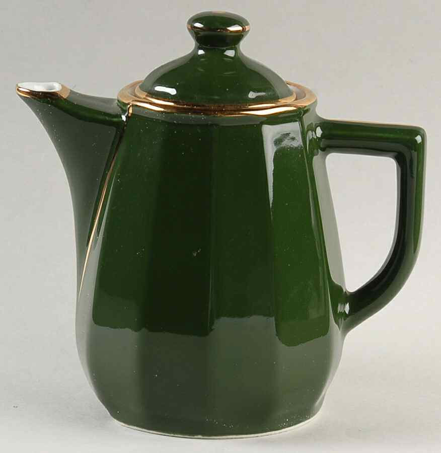 Green and Gold Bistroware Mini Coffee Pot & Lid by Apilco-1