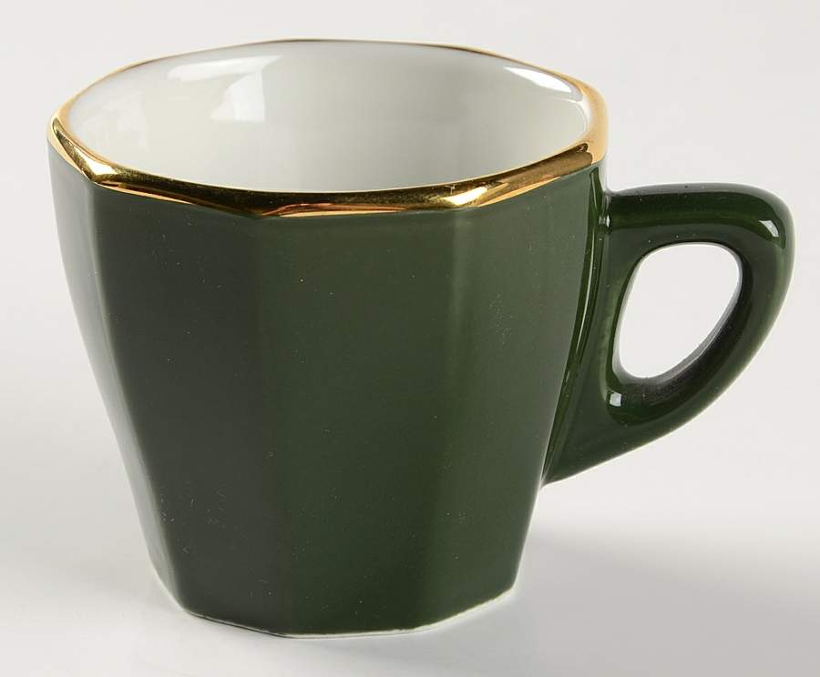 Green and Gold Bistroware Flat Demitasse Cup by Apilco-1